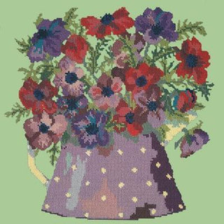 Anemone Pitcher Needlepoint Kit Kits Elizabeth Bradley Design Pale Green 
