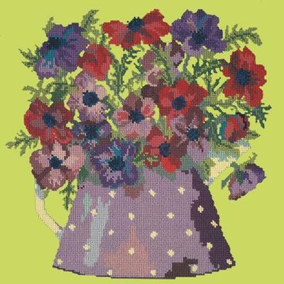 Anemone Pitcher Needlepoint Kit Kits Elizabeth Bradley Design Pale Lime 

