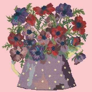 Anemone Pitcher Needlepoint Kit Kits Elizabeth Bradley Design Pale Rose 
