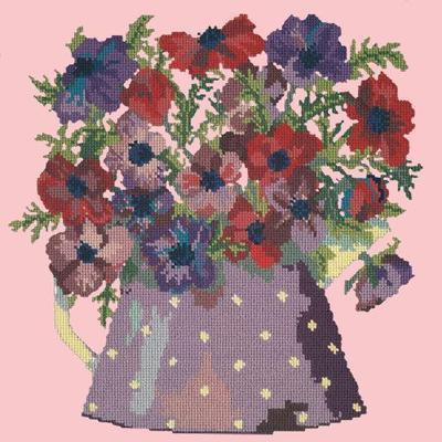 Anemone Pitcher Needlepoint Kit Kits Elizabeth Bradley Design Pale Rose 
