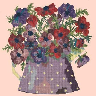 Anemone Pitcher Needlepoint Kit Kits Elizabeth Bradley Design Salmon Pink 
