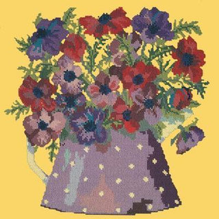 Anemone Pitcher Needlepoint Kit Kits Elizabeth Bradley Design Sunflower Yellow 
