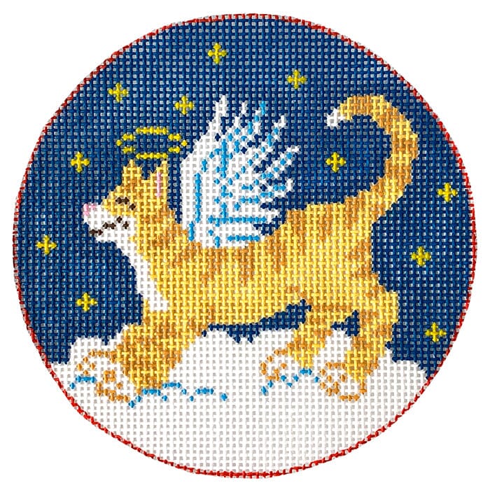 Angel Cat Ornament Painted Canvas CBK Needlepoint Collections 