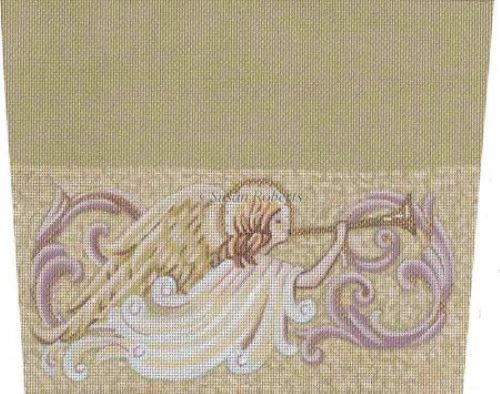 Angel & Horn Stocking Topper Painted Canvas Susan Roberts Needlepoint Designs Inc. 