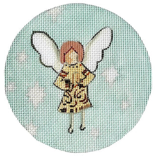 Angel in Gold Painted Canvas Flower & Vine 
