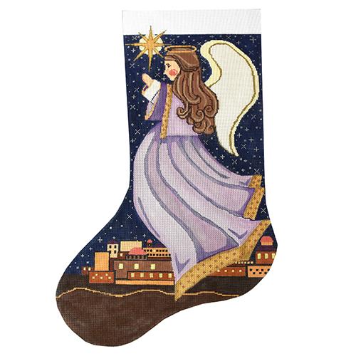 Angel of Bethlehem Stocking Painted Canvas The Meredith Collection 