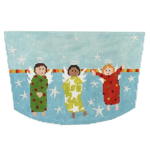 Angels Stocking Cuff Painted Canvas Pippin 