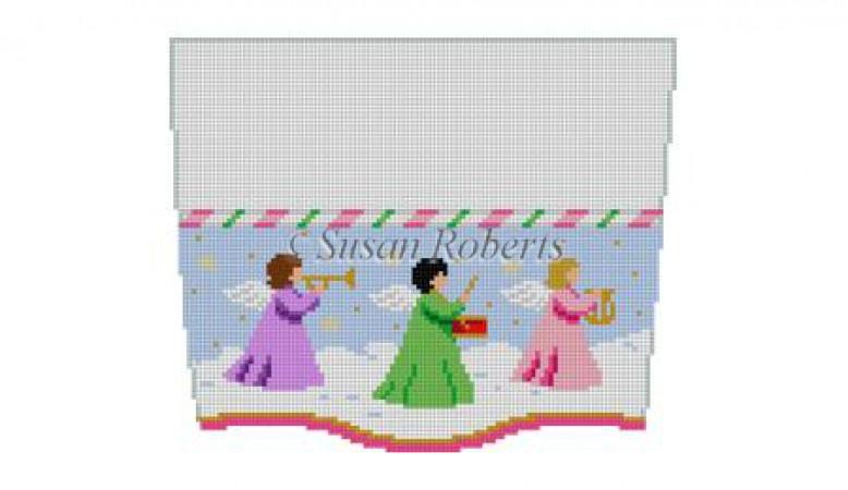 Angels with Instruments Stocking Topper Painted Canvas Susan Roberts Needlepoint Designs Inc. 
