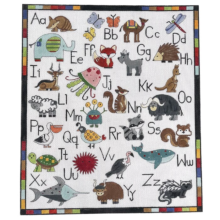 Animals Alphabet with Colorful Corners Painted Canvas Alice Peterson Company 