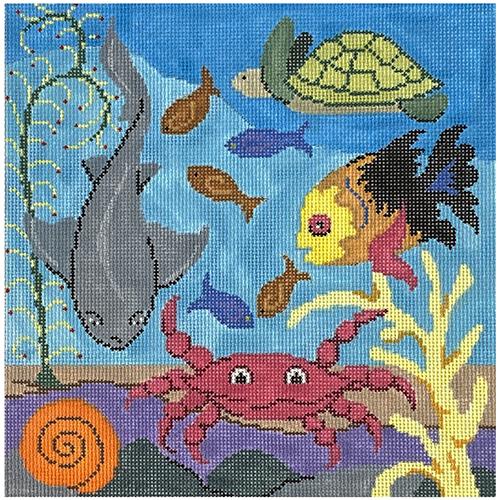 Animals in the Ocean Painted Canvas Patti Mann 