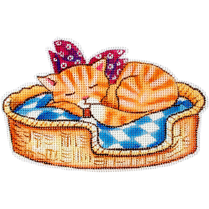 Animals: Kitty in a Basket Painted Canvas Painted Pony Designs 
