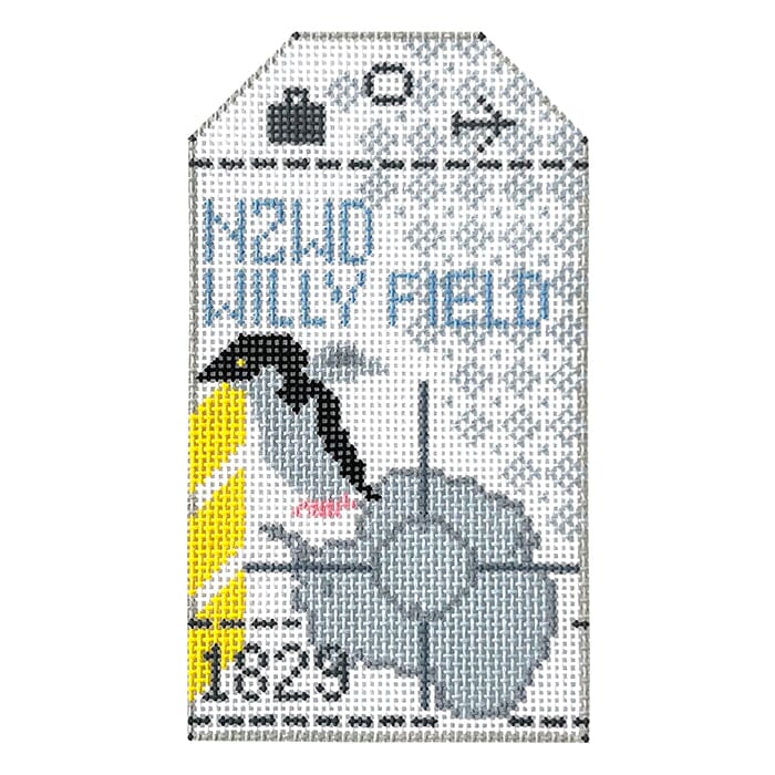 Antarctica Willy Field Travel Tag Painted Canvas Hedgehog Needlepoint 