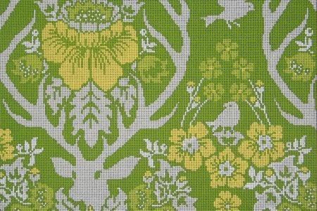 Antler Damask   Basil Painted Canvas Cooper Oaks Design  - 1