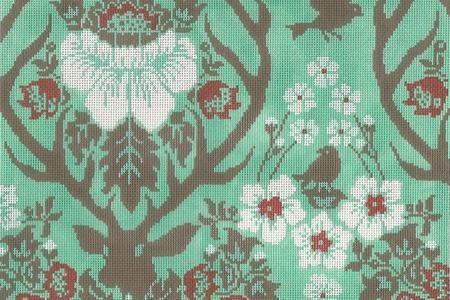 Antler Damask   Celadon Painted Canvas Cooper Oaks Design  - 1