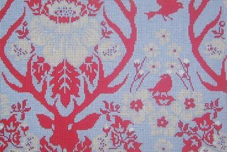 Antler Damask   Sky Painted Canvas Cooper Oaks Design 
