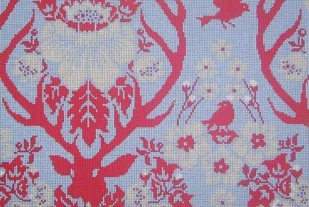 Antler Damask   Sky Painted Canvas Cooper Oaks Design  - 1