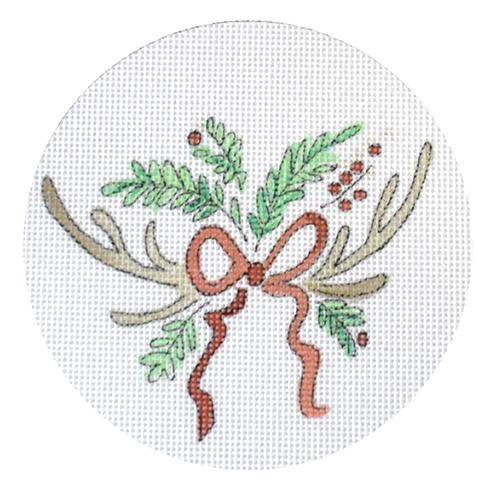 Antlers with Holly Painted Canvas Camilla Moss  - 1