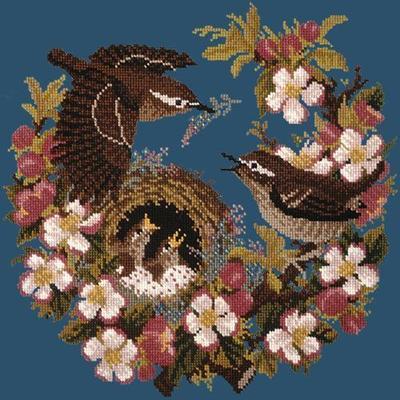 Apple Blossom Needlepoint Kit Kits Elizabeth Bradley Design Dark Blue 