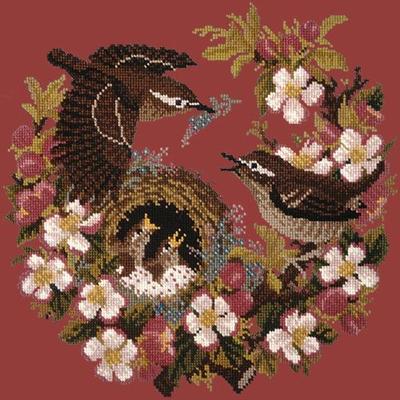 Apple Blossom Needlepoint Kit Kits Elizabeth Bradley Design Dark Red 