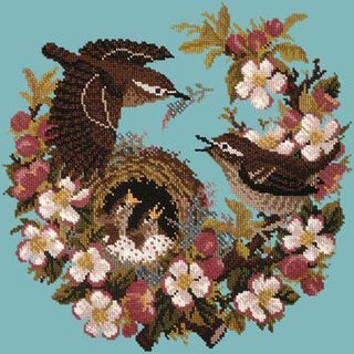 Apple Blossom Needlepoint Kit Kits Elizabeth Bradley Design Duck Egg Blue 
