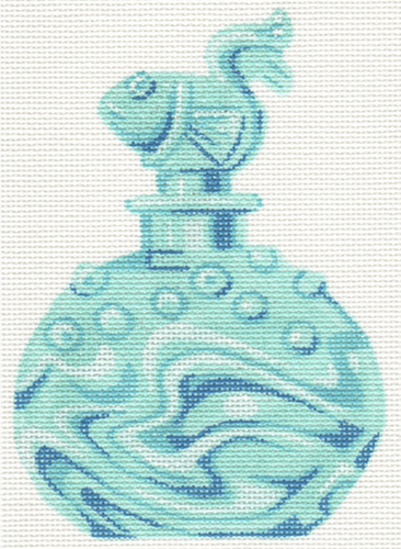 Aqua Fish Dauber Perfume Bottle Painted Canvas Labors of Love Needlepoint  - 1