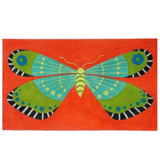 Aqua & Lime Butterfly on 18 Painted Canvas Zecca 
