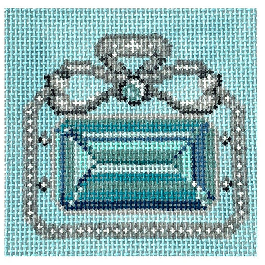 Aquamarine Gem Drop Brooch Painted Canvas Rachel Barri Designs 