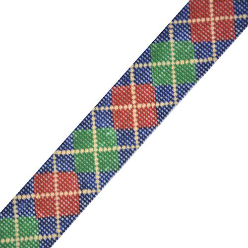 Argyle Belt   Green/Dark Red/Camel on Navy on 18 Painted Canvas The Meredith Collection  - 1