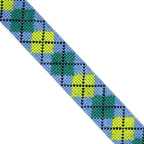 Argyle Belt   Lime/Teal/Navy on Periwinkle on 14 Painted Canvas The Meredith Collection  - 1