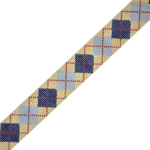 Argyle Belt - Navy/Gray/Red on Khaki on 18 Painted Canvas The Meredith Collection 