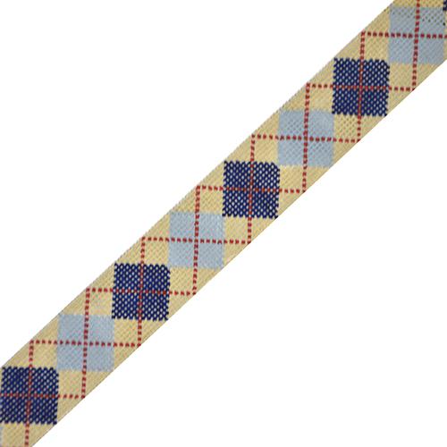 Argyle Belt   Navy/Gray/Red on Khaki on 18 Painted Canvas The Meredith Collection  - 1