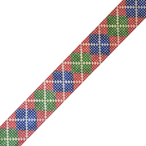 Argyle Belt - Navy/Green/Khaki on Red on 18 Painted Canvas The Meredith Collection 