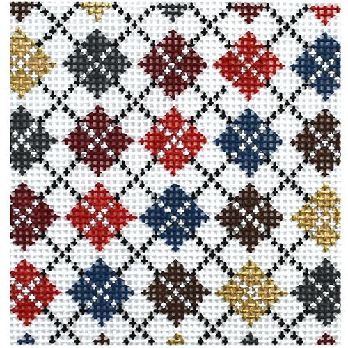Argyle   Gold and Burgundy Insert Painted Canvas Danji Designs  - 1