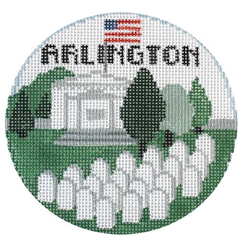 Arlington Cemetery Round Painted Canvas Kathy Schenkel Designs  - 1