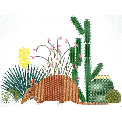 Armadillo & Cactus Painted Canvas Charley Harper 