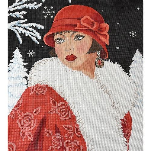 Art Deco Lady Winter – Needlepoint.Com