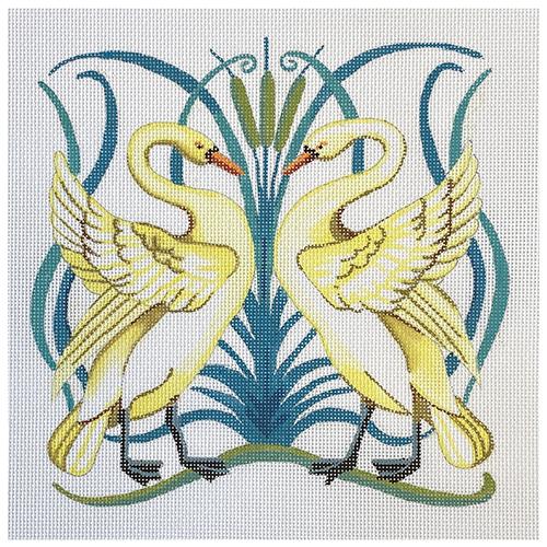 Art Nouveau Swans Painted Canvas Colors of Praise 