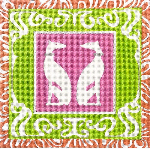 Art Nouveau White Whippets Painted Canvas Colors of Praise  - 1