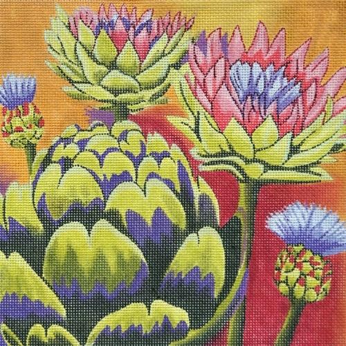 Artichokes Painted Canvas Julie Mar Needlepoint Designs  - 1