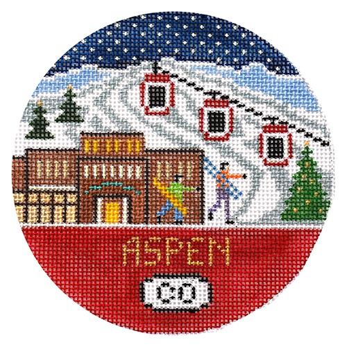 Aspen Round Painted Canvas Doolittle Stitchery  - 1