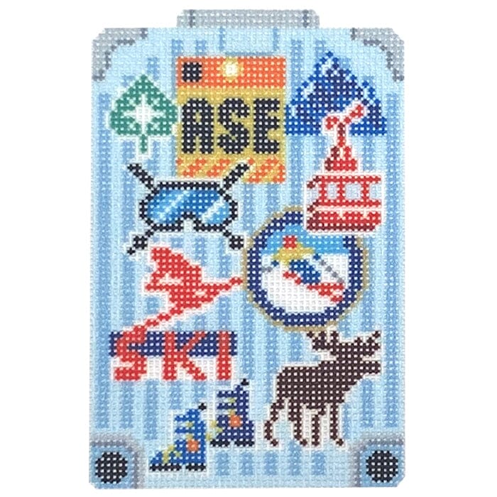 Aspen Suit Case Ornament/Insert Printed Canvas Needlepoint To Go 
