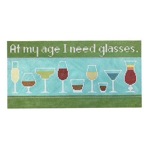 At My Age I Need Glasses on 13 Painted Canvas Labors of Love Needlepoint 