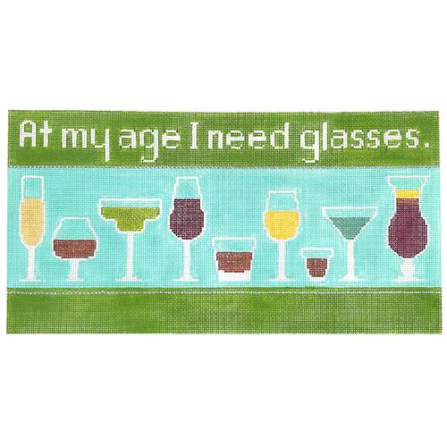 At My Age I Need Glasses on 18 Painted Canvas Labors of Love Needlepoint 