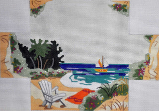 At the Beach Brick Cover Painted Canvas Julie Mar Needlepoint Designs 
