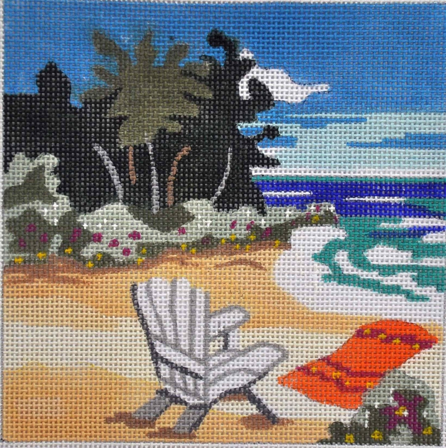 At the Beach Painted Canvas Julie Mar Needlepoint Designs 