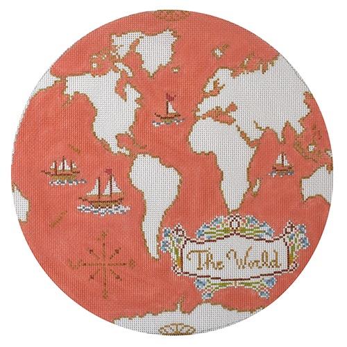 Atlas Pillow in Coral Painted Canvas The Plum Stitchery  - 1