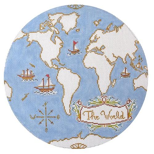 Atlas Pillow in Light Blue Painted Canvas The Plum Stitchery 