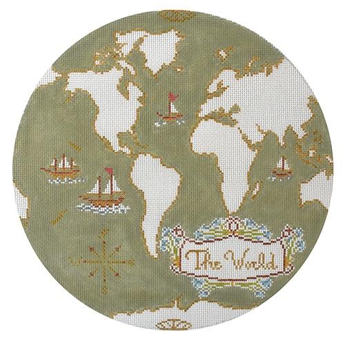 Atlas Pillow in Sage Painted Canvas The Plum Stitchery  - 1