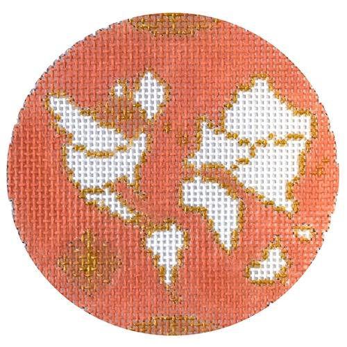 Atlas Round - Coral on 13 mesh Painted Canvas The Plum Stitchery 