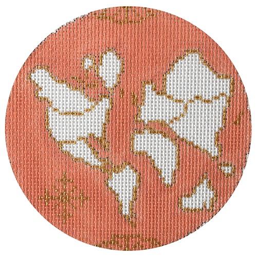 Atlas Round Coral Painted Canvas The Plum Stitchery  - 1